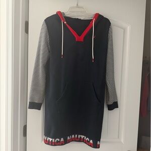 Nautica Black and Red Striped Sleeve Dress